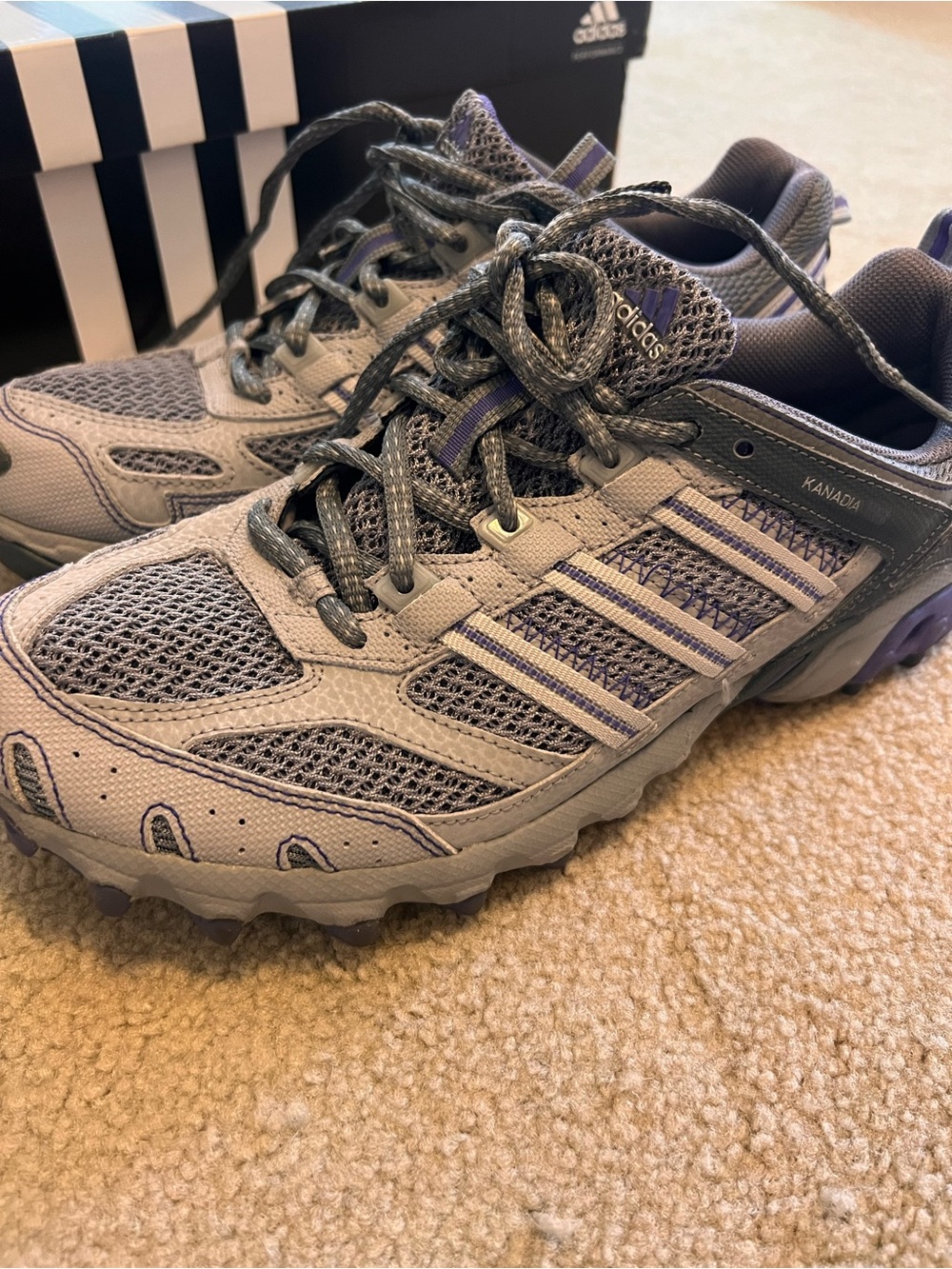 adidas Women’s Kanadia TR 2 Trail Sneakers in Gray and Purple